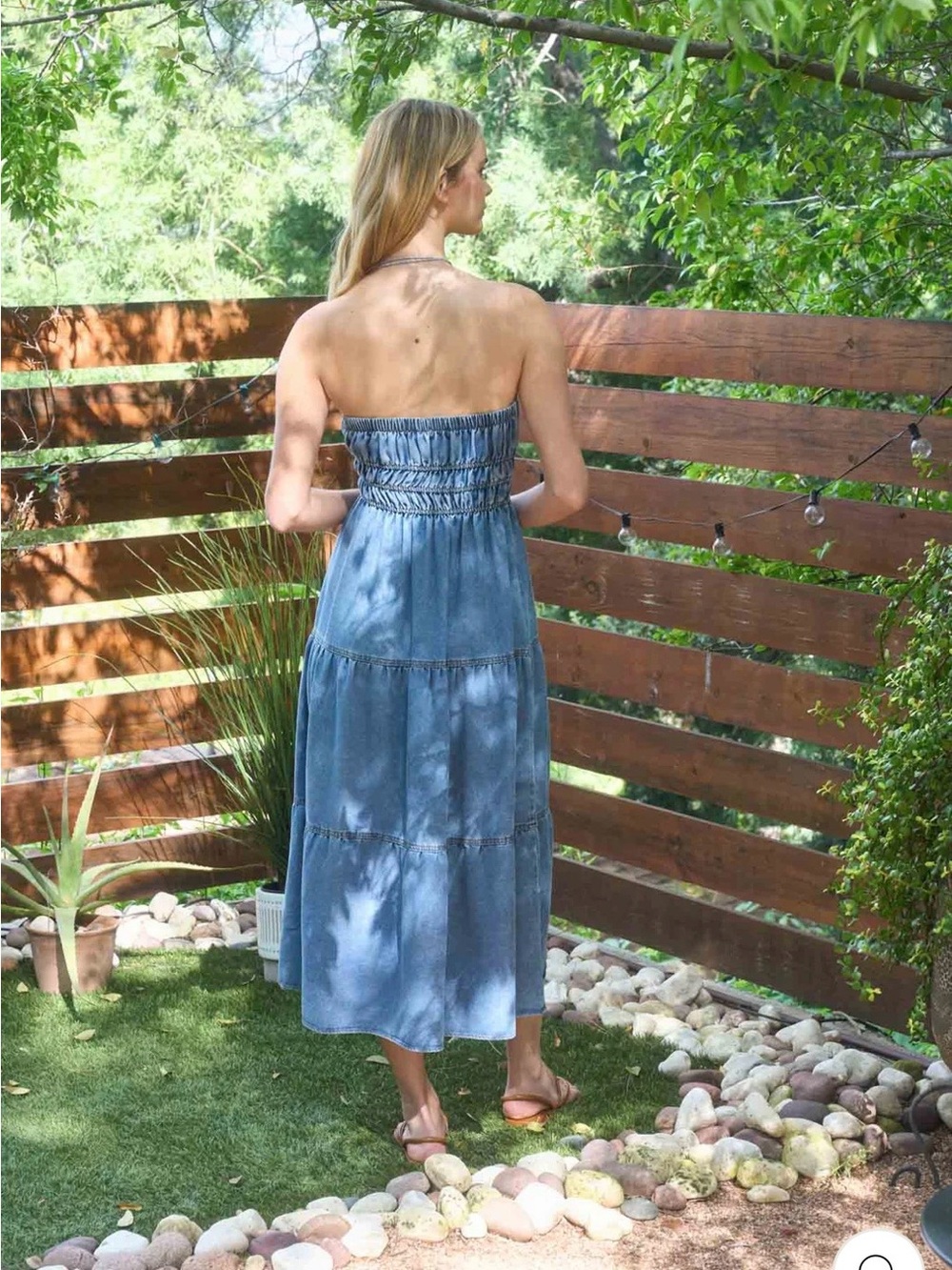 EE:Some Strapless Denim Blue Midi Dress - Picture 9 of 9